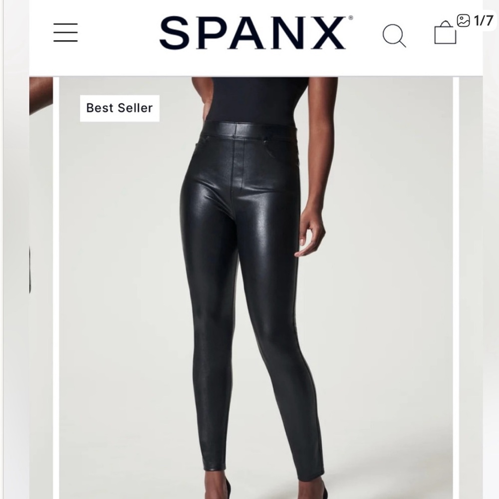 Spanx leather like faux leather women’s Pants Large Flattering